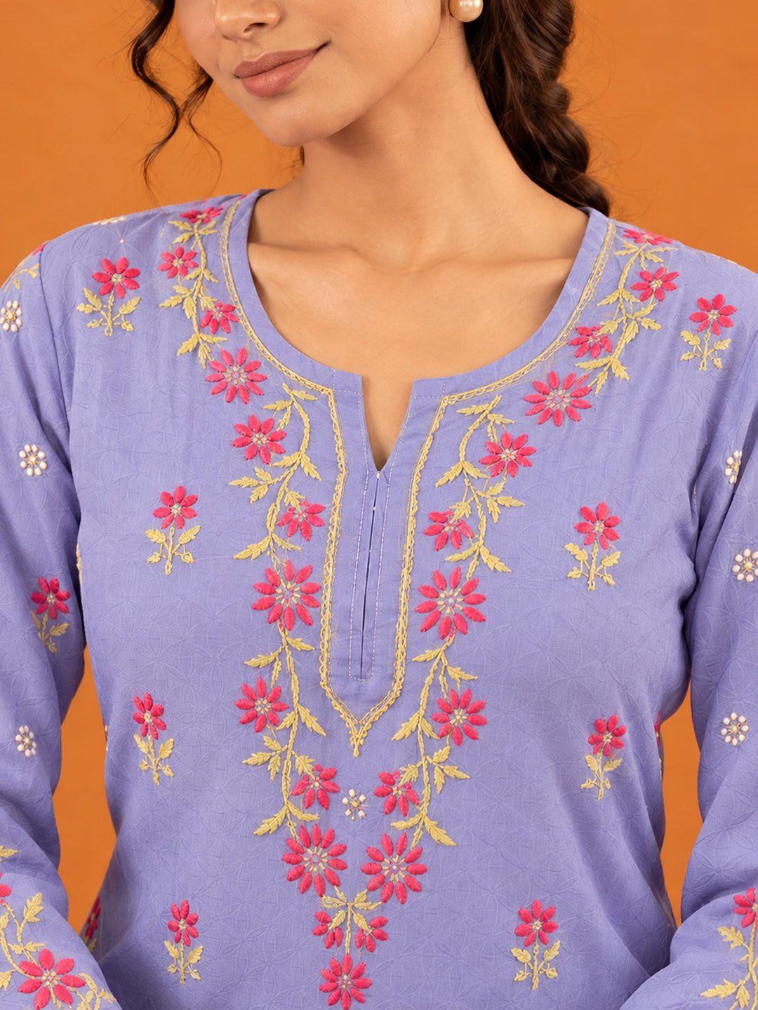 Phool Lavender Rayon Kurta