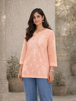 Preeti Peach Cotton Kurti