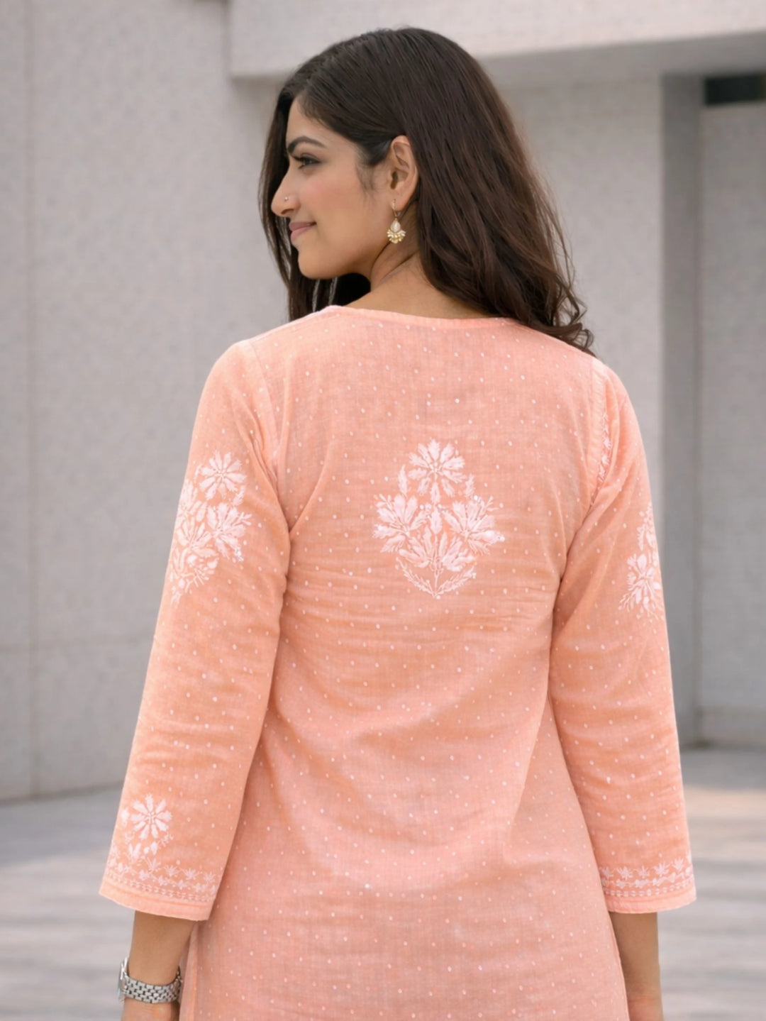 Preeti Peach Cotton Kurti