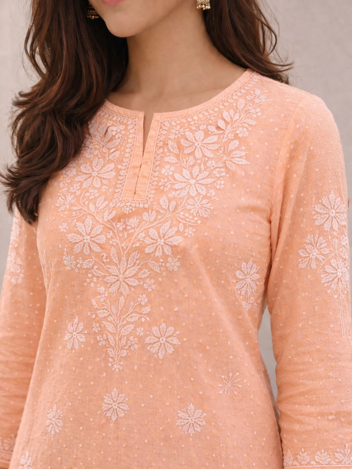 Preeti Peach Cotton Kurti