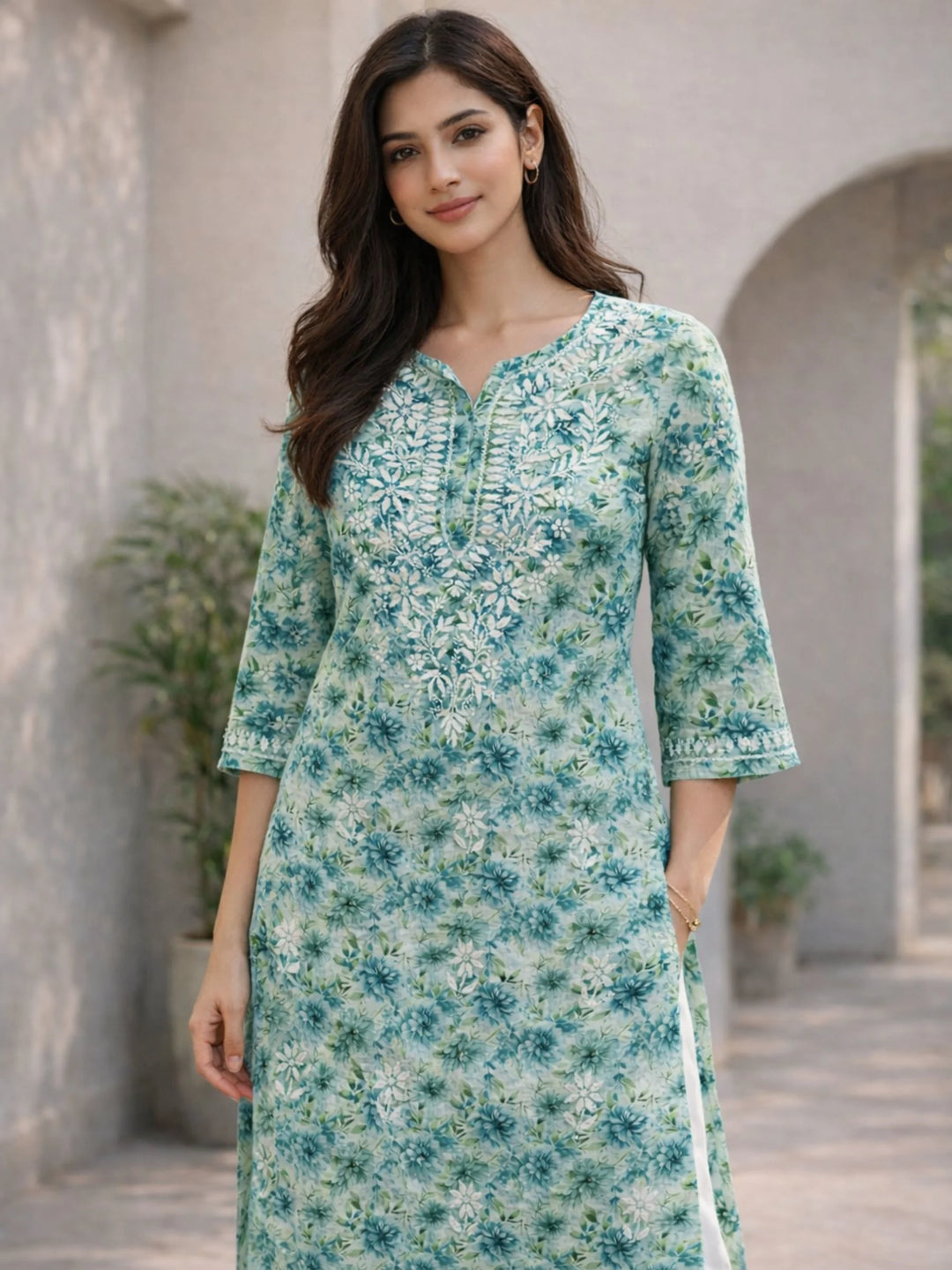 Chahat Green Mul Kurta