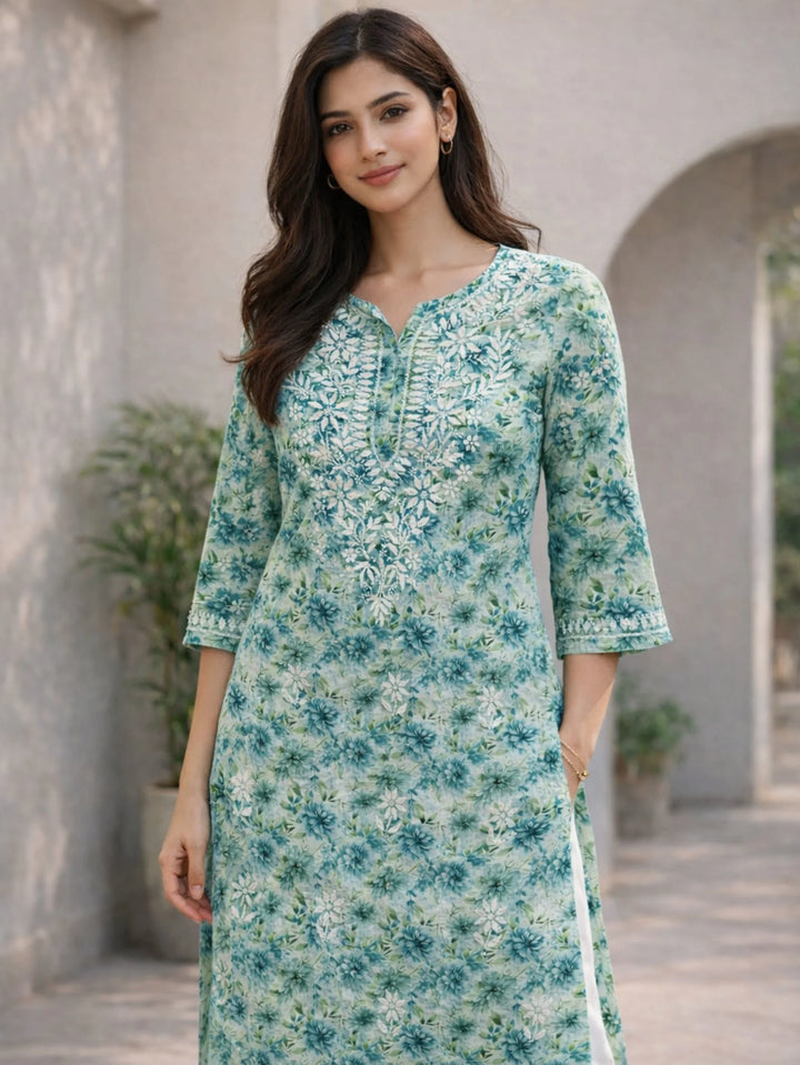 Chahat Green Mul Kurta