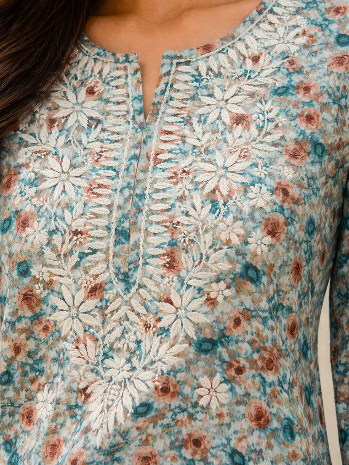 Gul Blue Mul Kurta