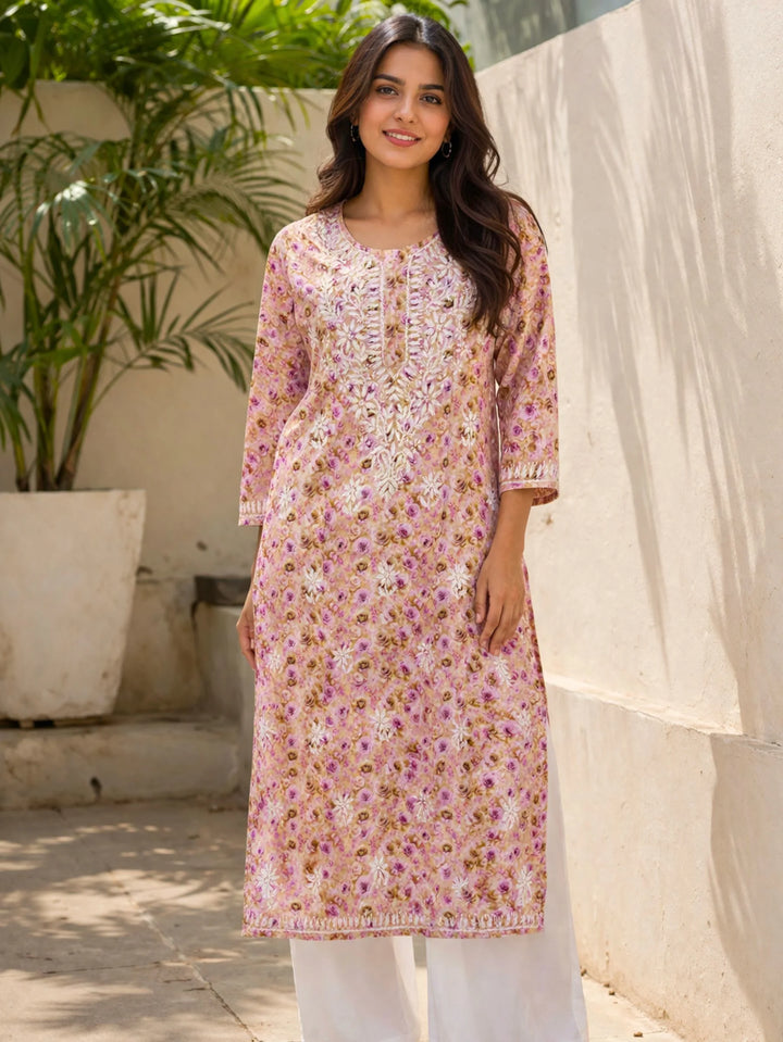 Gul Pink Mul Kurta