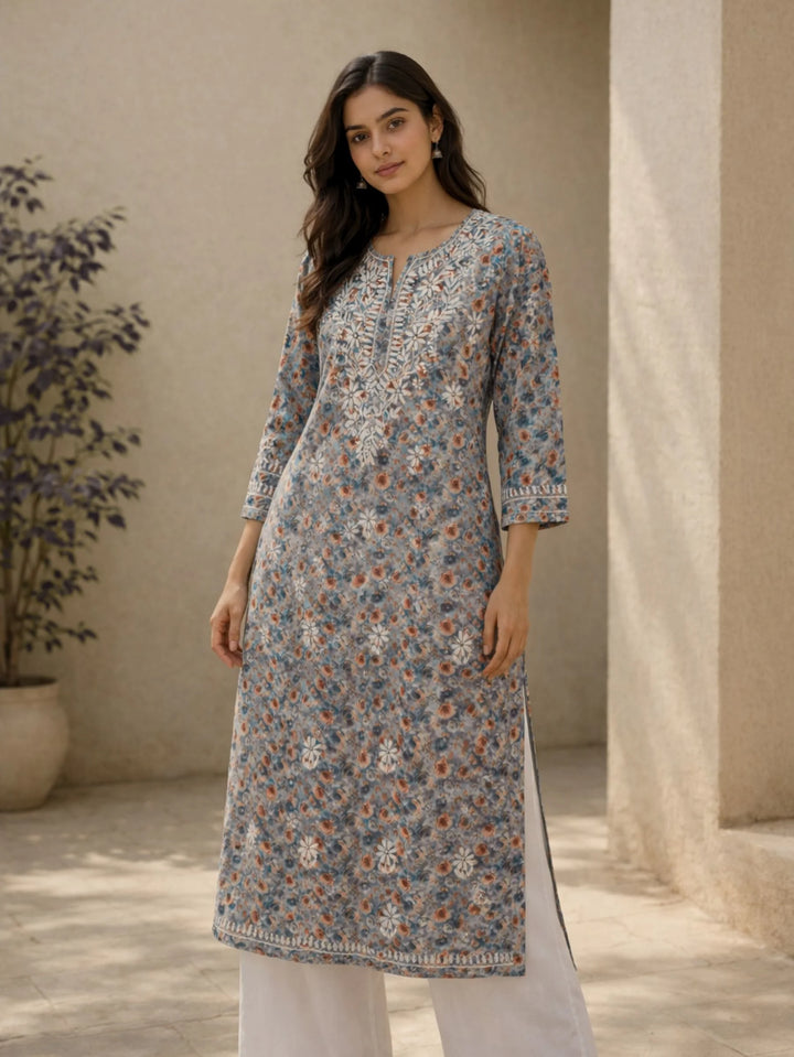 Gul Grey Mul Kurta