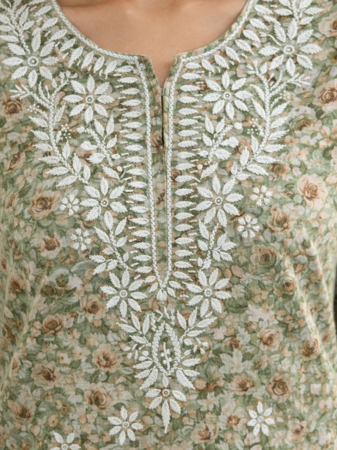 Gul Green Mul Kurta