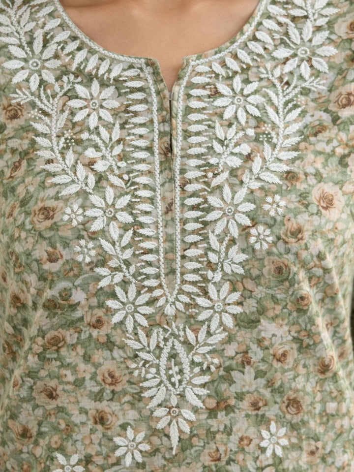 Gul Green Mul Kurta