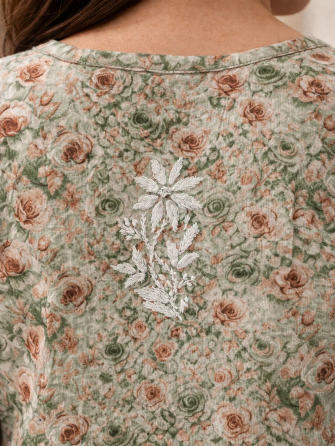 Gul Green Mul Kurta