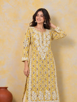 Ada Yellow Mul Kurta