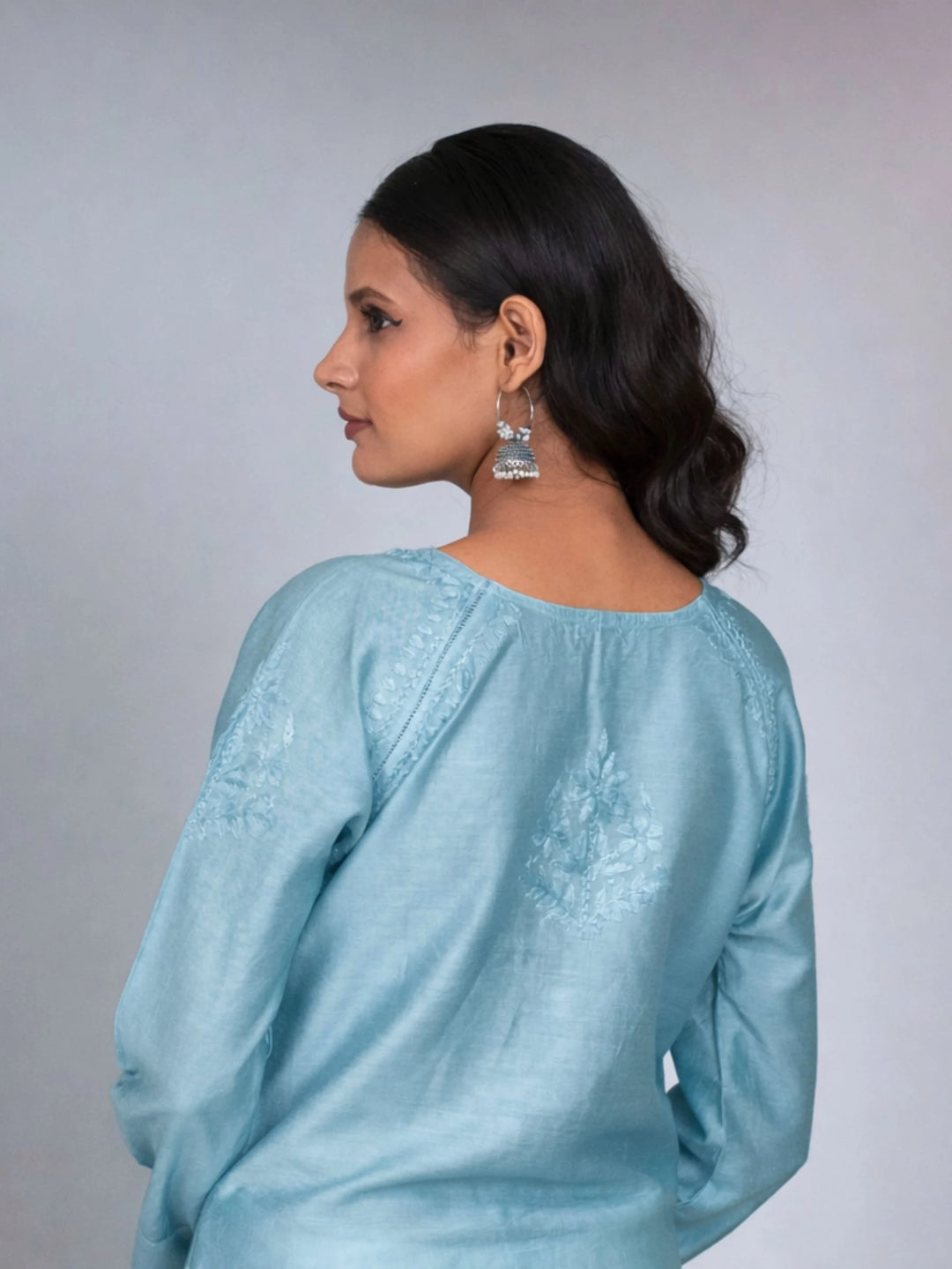 Roshni Blue Chanderi Kurta