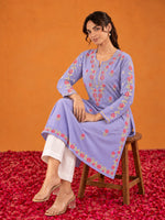 Phool Lavender Rayon Kurta