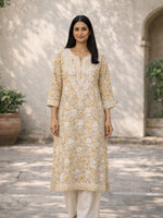 Bloom Yellow Mul Kurta