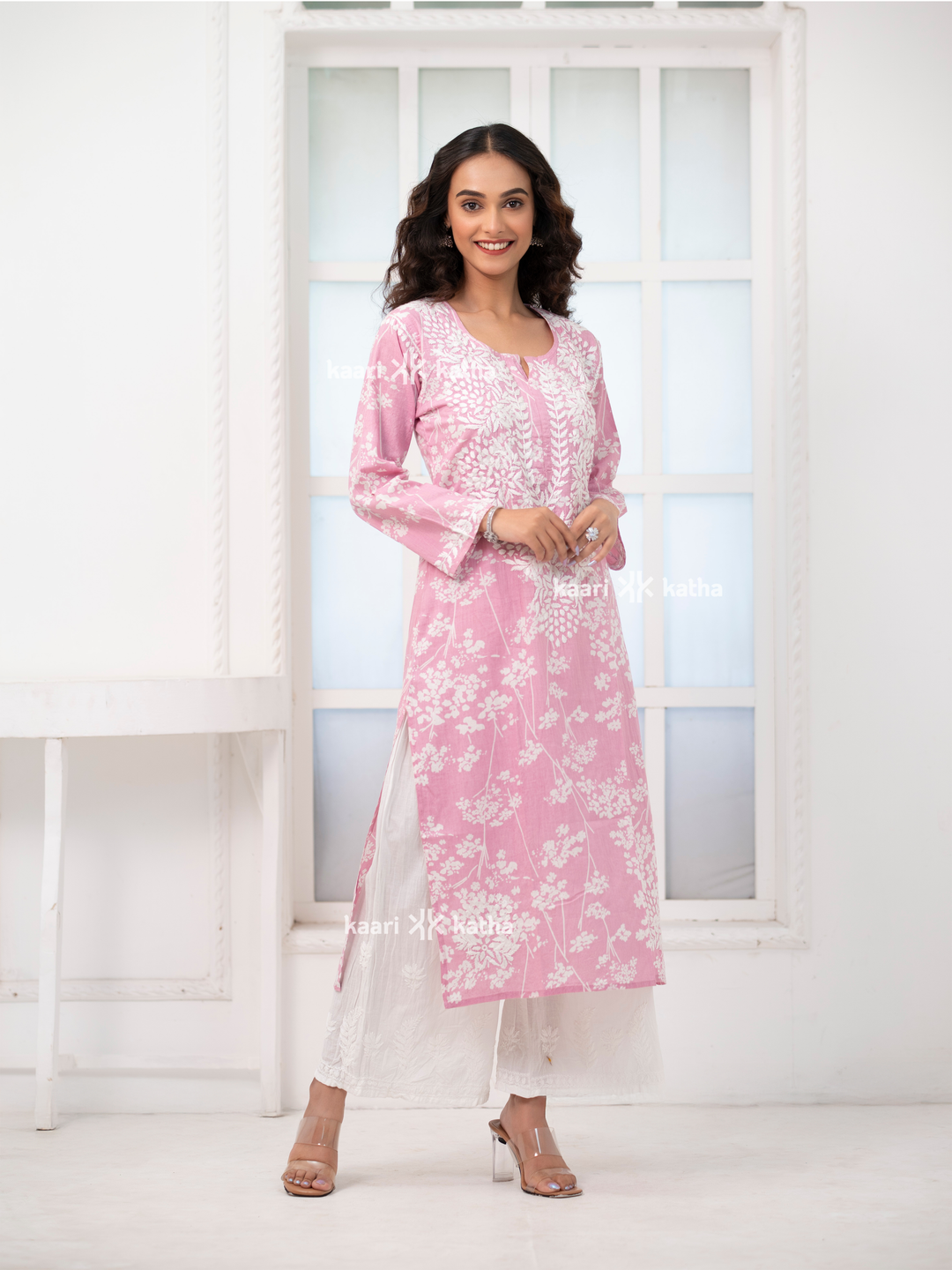 Breezy Pink Mul Kurta
