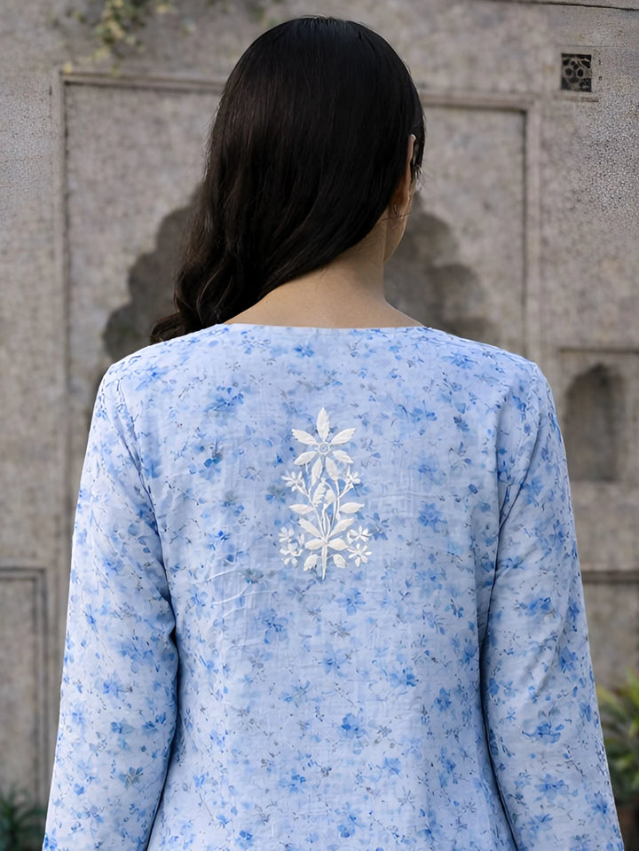 Bloom Blue Mul Kurta