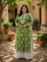 Nisha Forest Green Mul Kurta