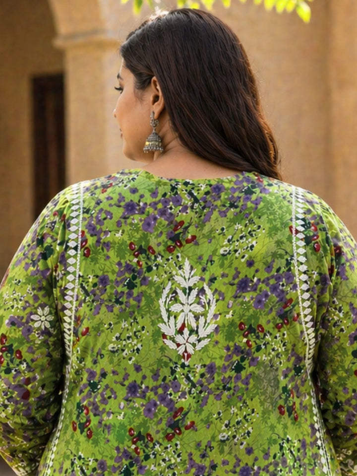 Nisha Forest Green Mul Kurta