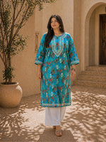 Nisha Aqua Blue Mul Kurta