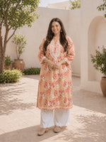 Nisha Peach Mul Kurta