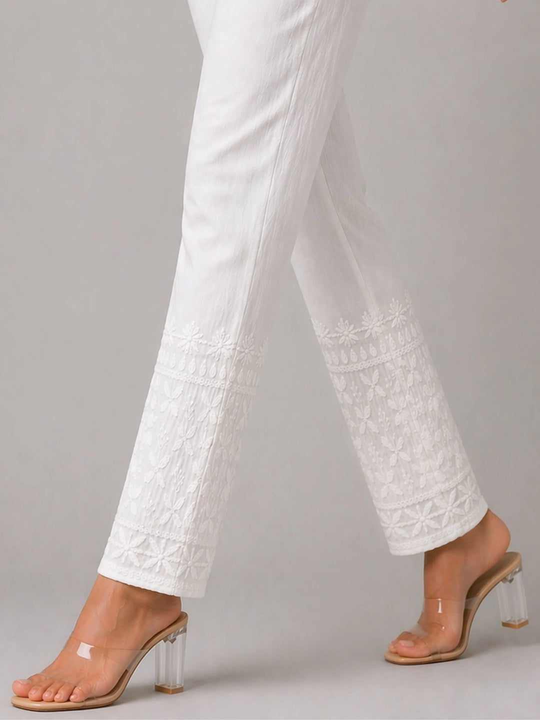 Straight Floral Cigarette Pants