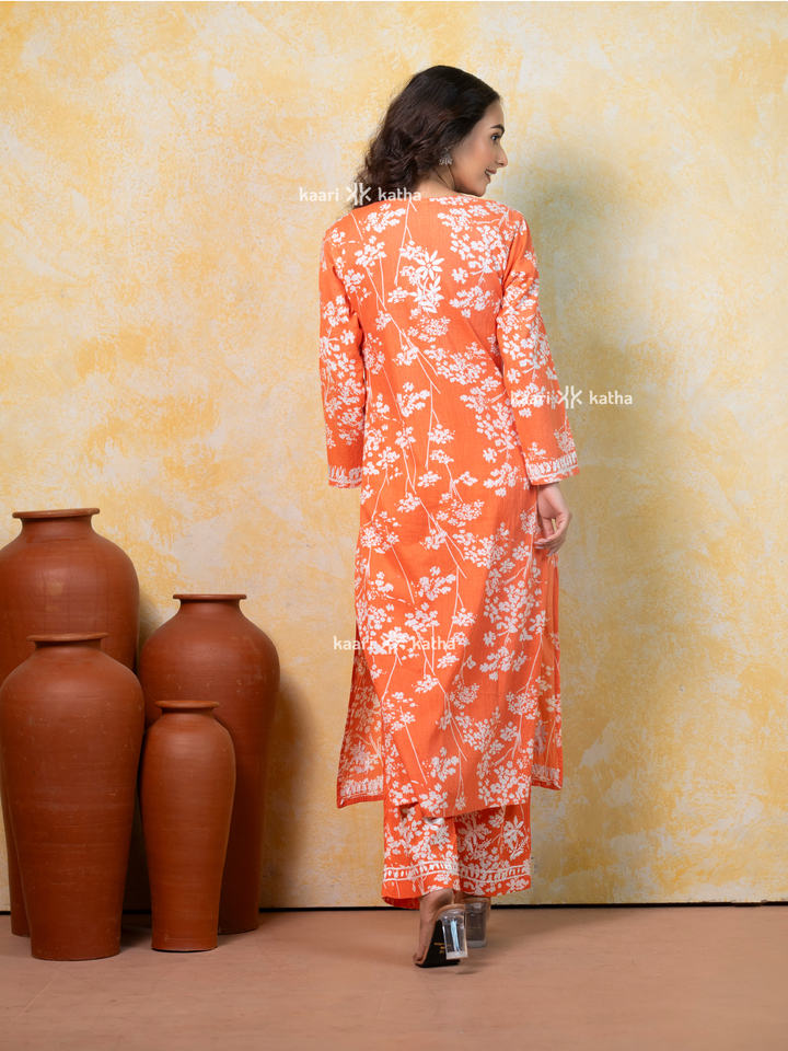 Breezy Orange Mul Kurta Set