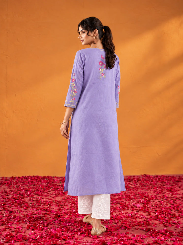 Phool Lavender Rayon Kurta