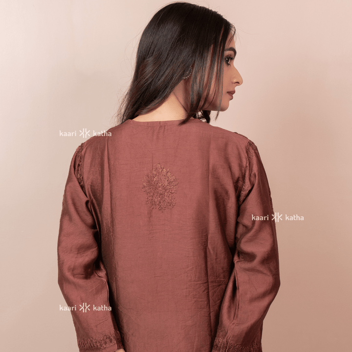 Paro Brown Chanderi Angrakha