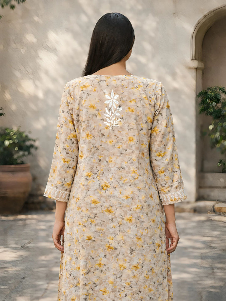 Bloom Yellow Mul Kurta