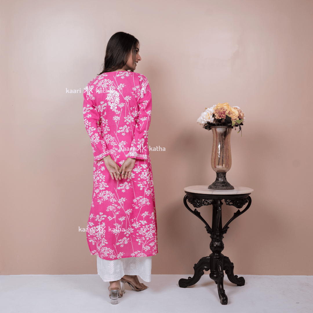 Breezy Hot Pink Mul Kurta