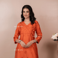 Paro Orange Chanderi Angrakha