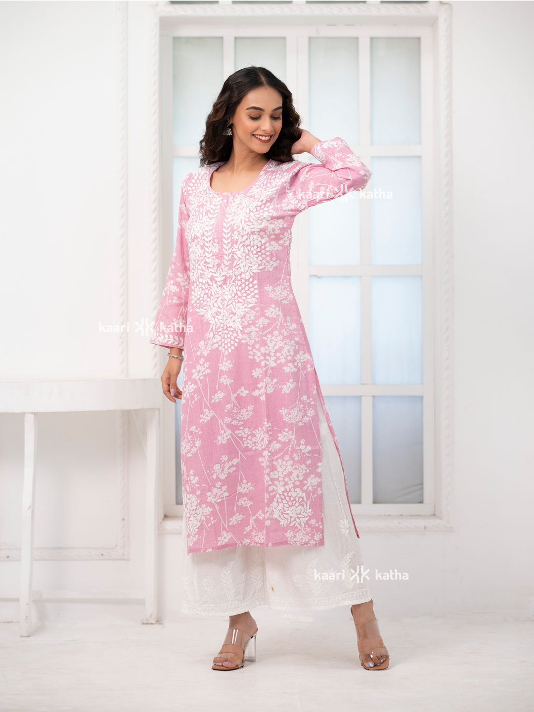 Breezy Pink Mul Kurta