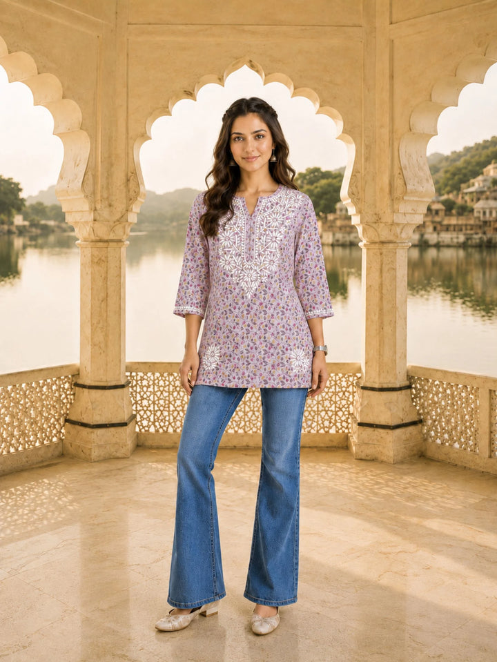 Inaya Lavender Mul Kurta