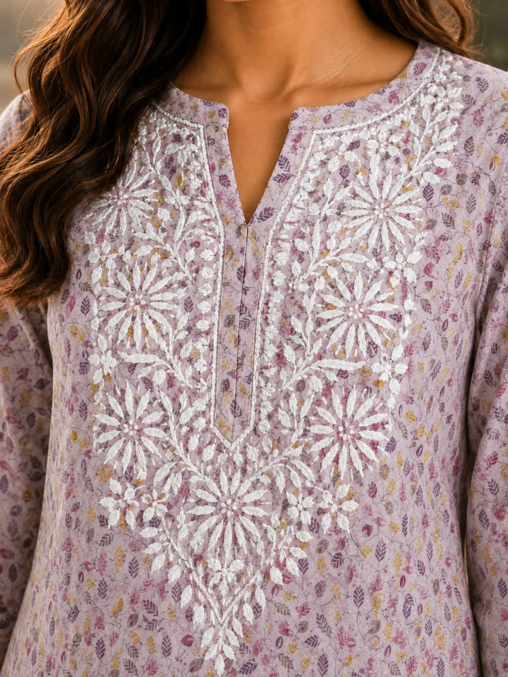 Inaya Lavender Mul Kurta
