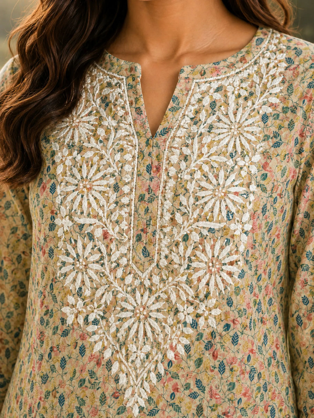 Inaya Desert Yellow Mul Kurta