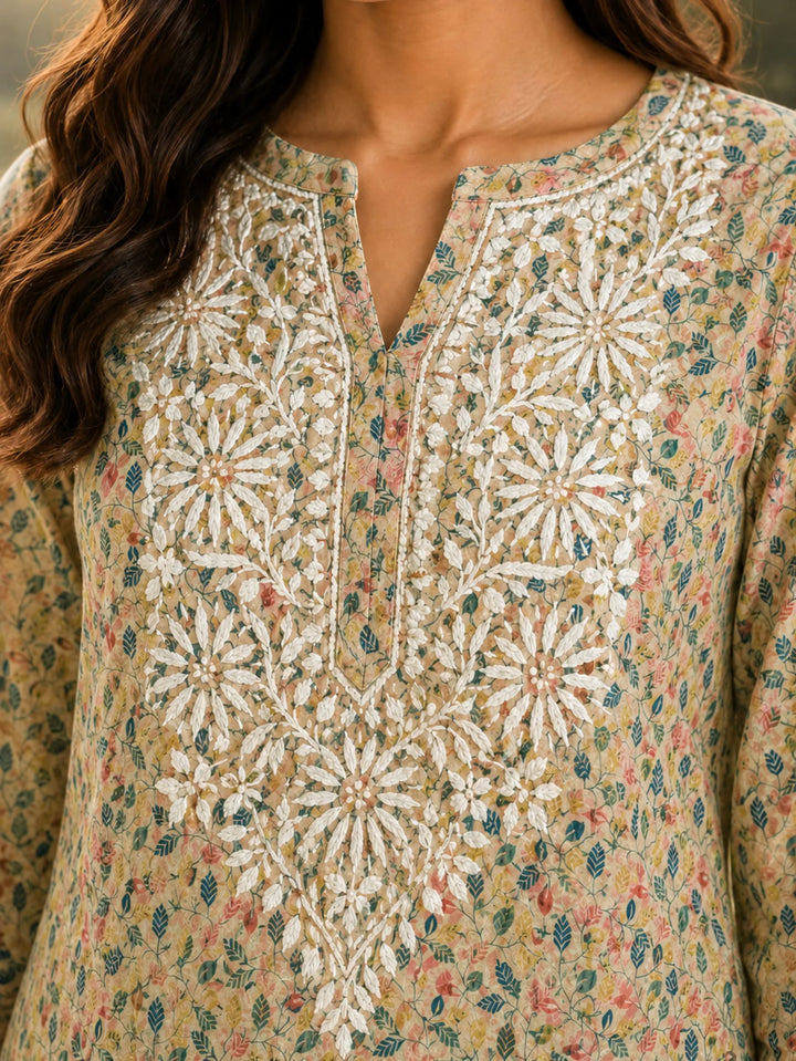 Inaya Desert Yellow Mul Kurta
