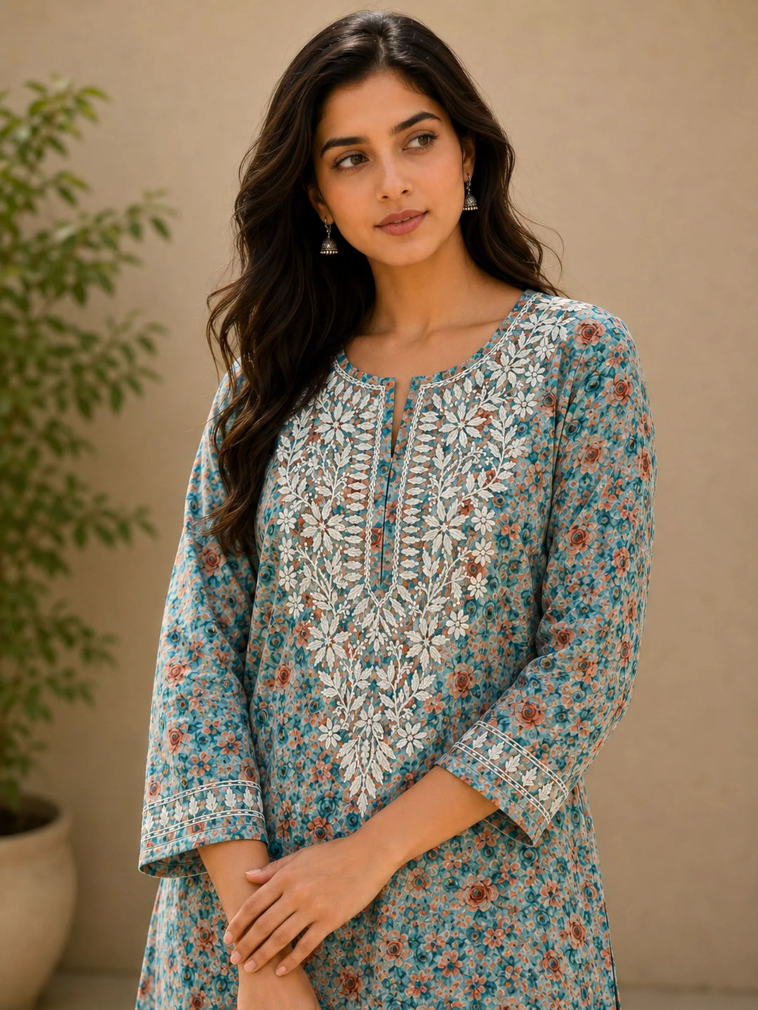 Gul Blue Mul Kurta