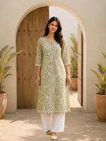 Gul Green Mul Kurta