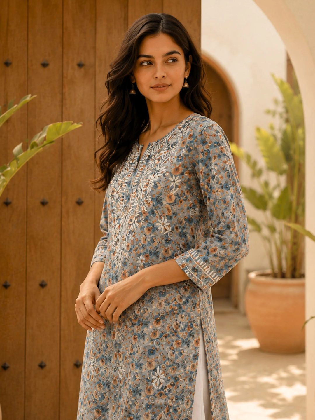 Gul Grey Mul Kurta