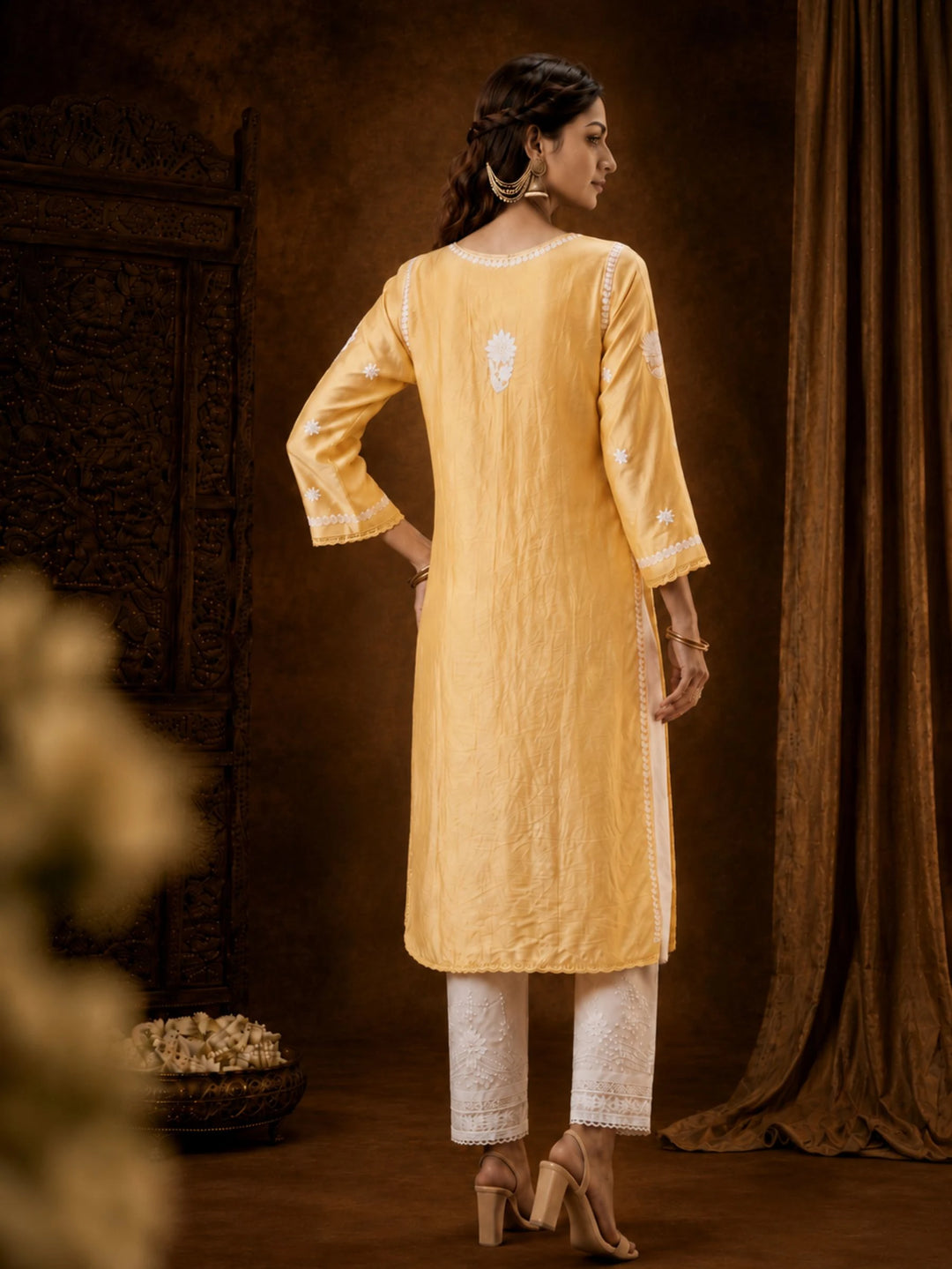 Mehr Butter Yellow Chanderi Kurta