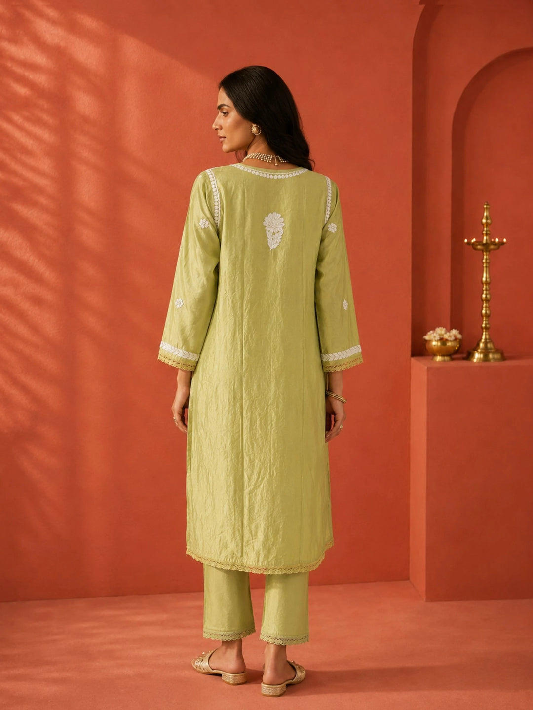 Mehr Sage Green Chanderi Kurta