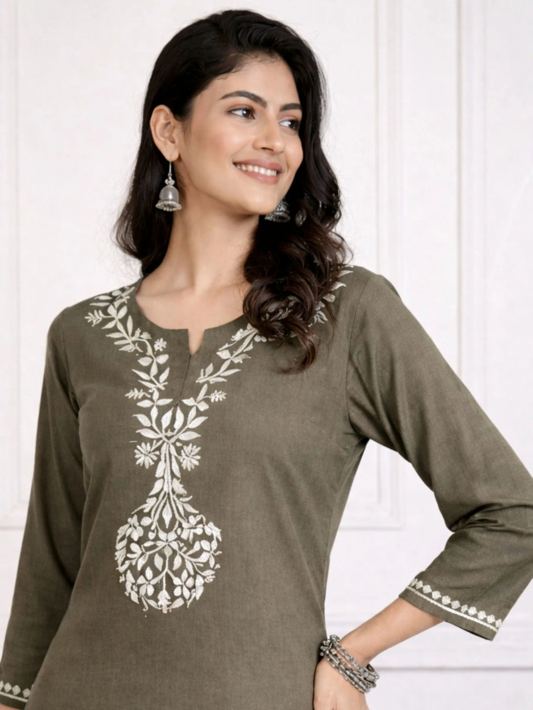 Zainab Grey Rayon Kurta Set