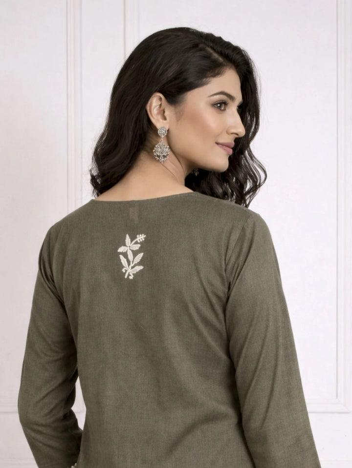 Zainab Grey Rayon Kurta Set