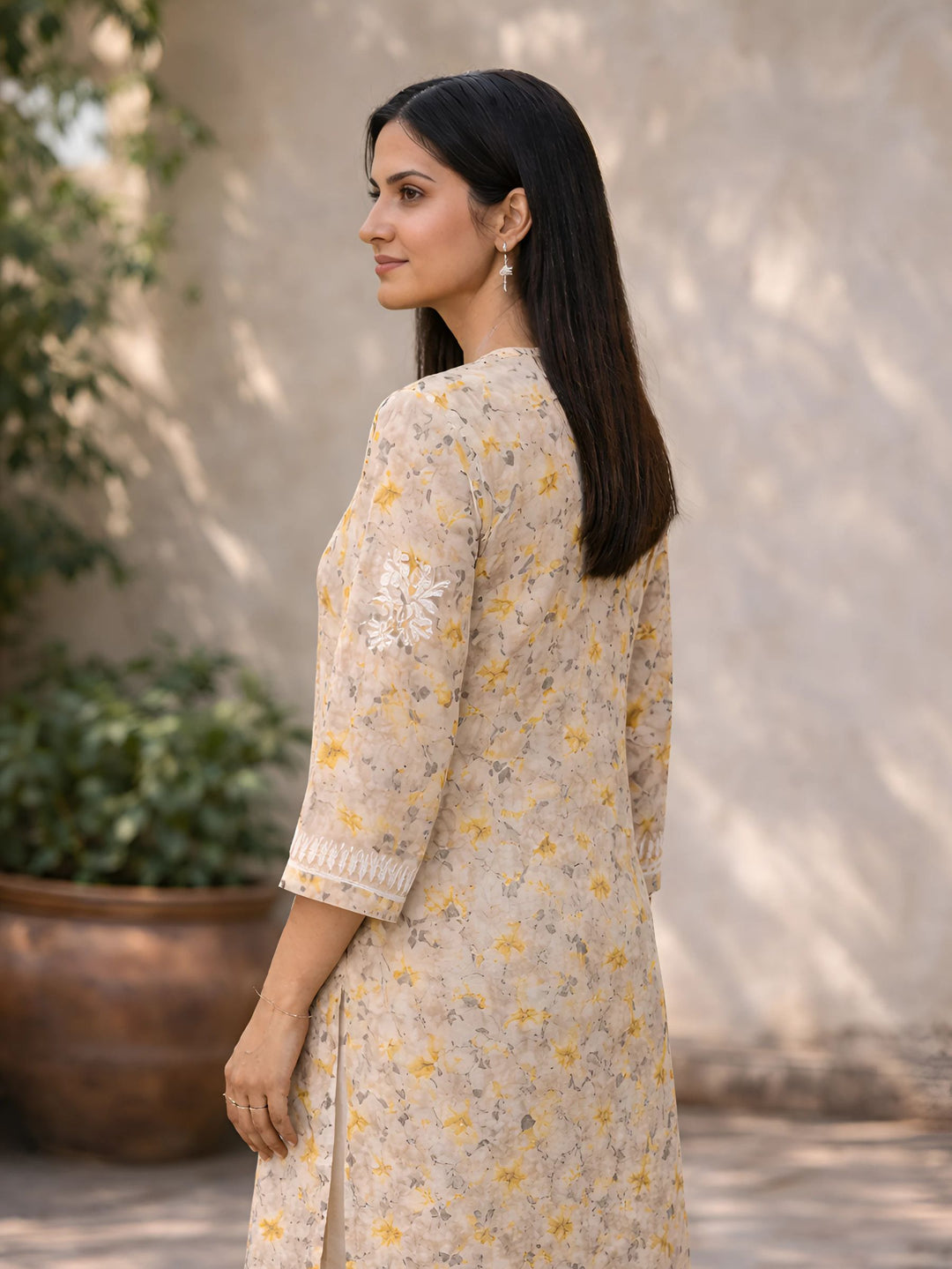 Bloom Yellow Mul Kurta