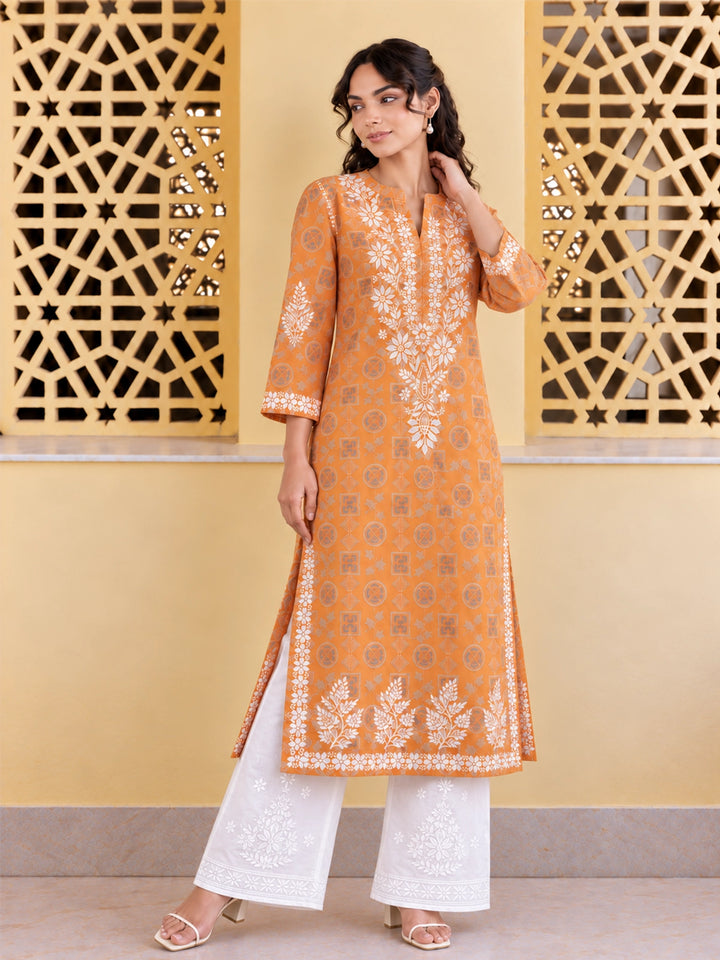 Ada Orange Mul Kurta