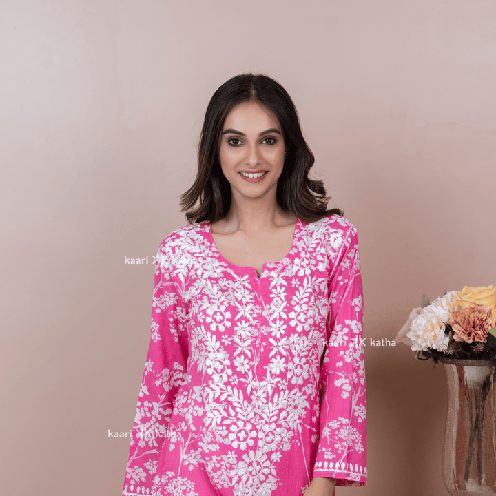Breezy Hot Pink Mul Kurta