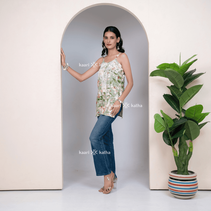 Poo Green Rayon Kurti