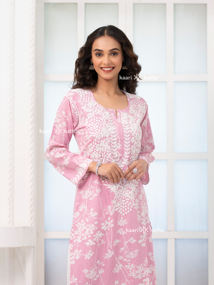 Breezy Pink Mul Kurta