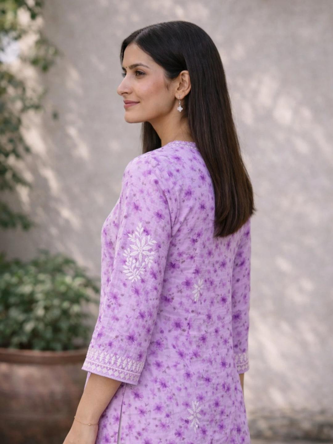 Bloom Purple Mul Kurta