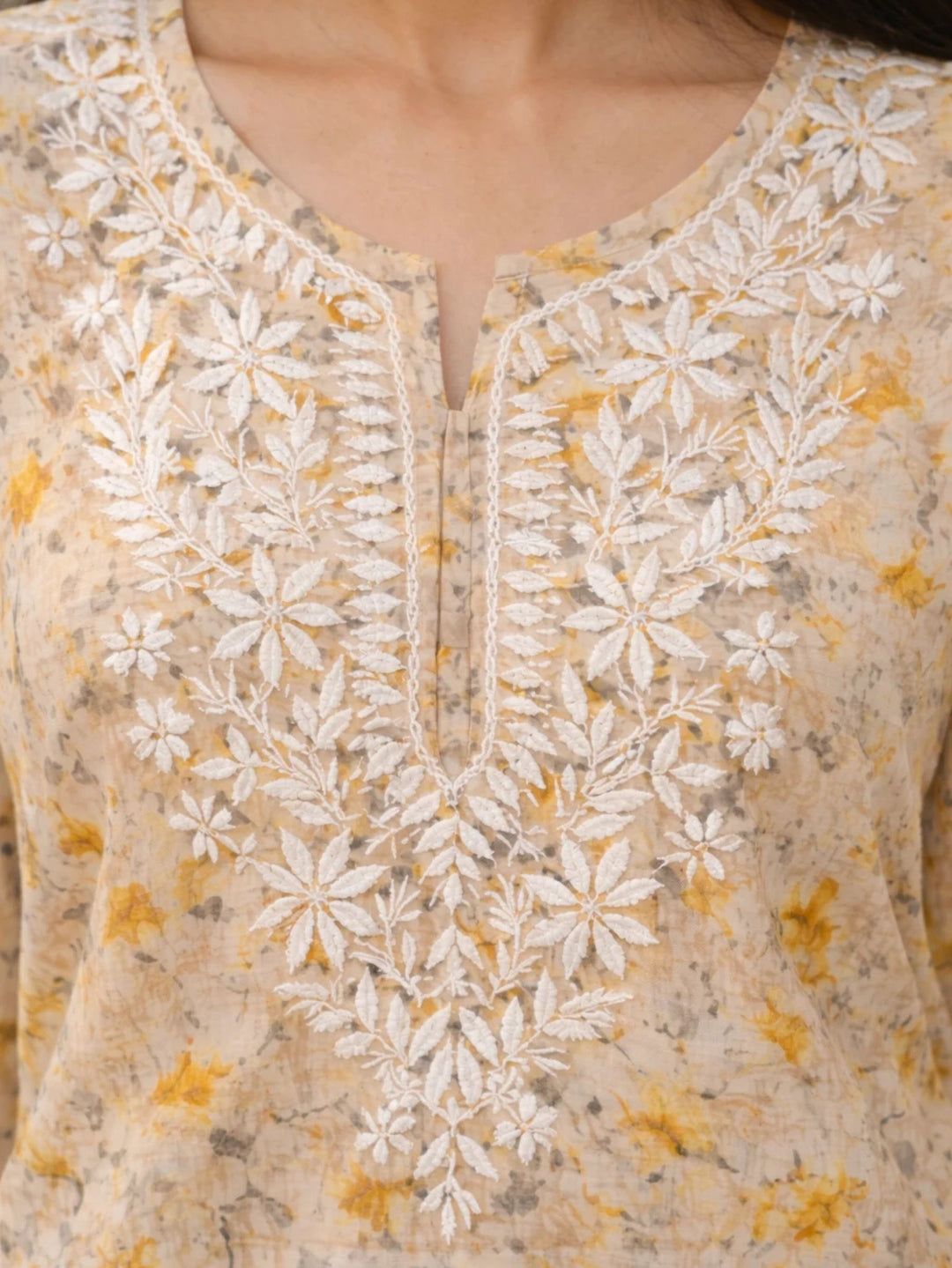 Bloom Yellow Mul Kurta