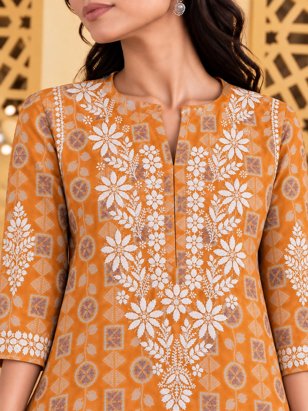 Ada Orange Mul Kurta