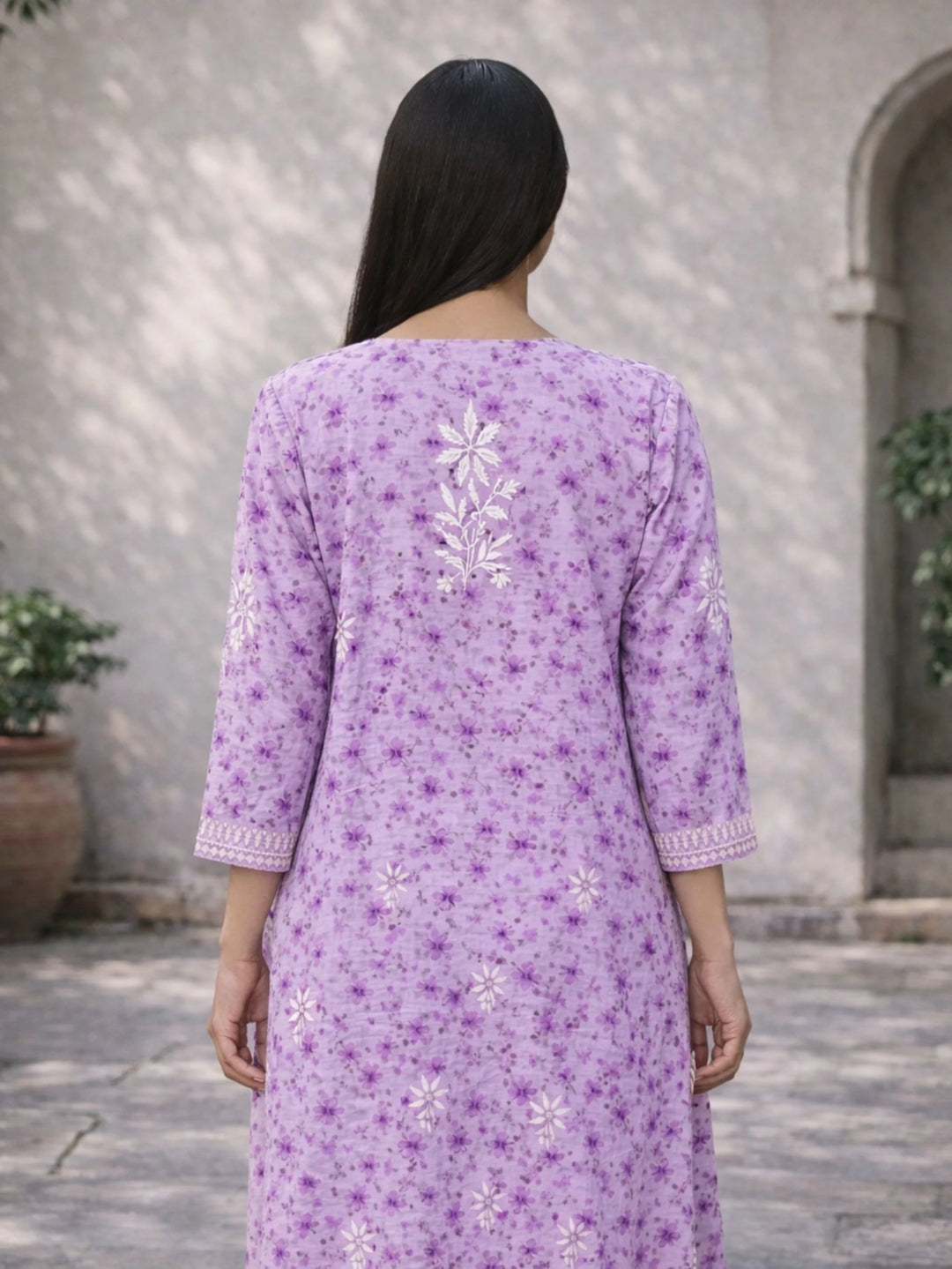 Bloom Purple Mul Kurta
